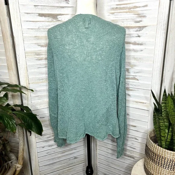 EILEEN FISHER Vintage Women's Knit Cardigan Sweater Button Front Sage Green L - Picture 3 of 11